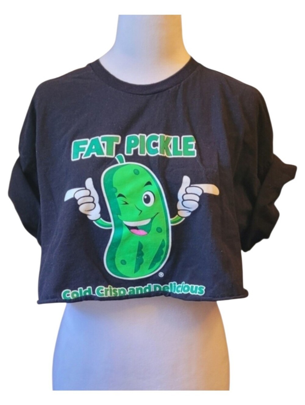 🥳5/$25! 🥳 Gildan Black Tee with Bright Green Fat Pickle Graphic